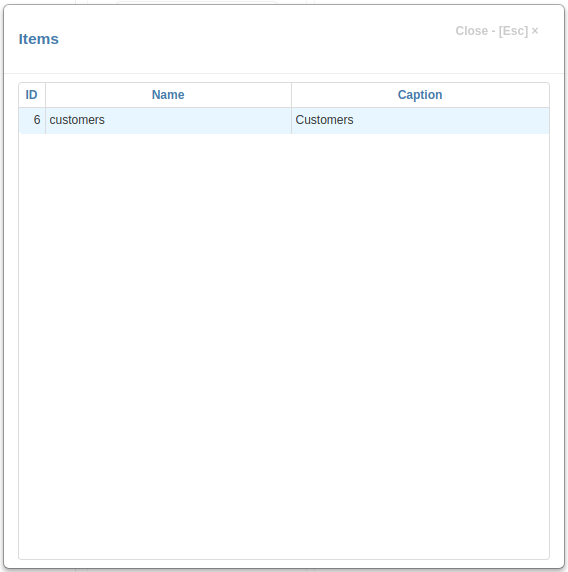 Selecting Customer lookup item